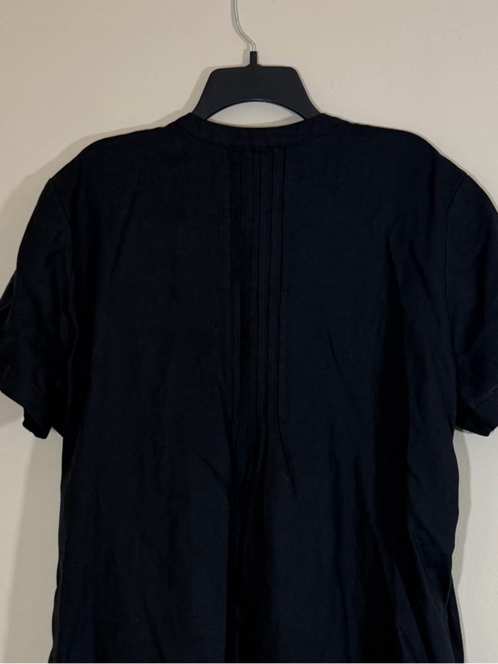 Quince 100% European Linen Swing Dress Womens XL Black Short Sleeve Pockets - Picture 7 of 12